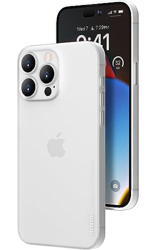 memumi Hülle kompatibel mit iPhone 15 Pro, Mehrweg 0.3 mm dick Slim Fit, Mattes Finish [Stoßfest, rutschfest, Kratzfest] Schutzhülle Extra Dünn Hardcase -Trans-Weiß von memumi