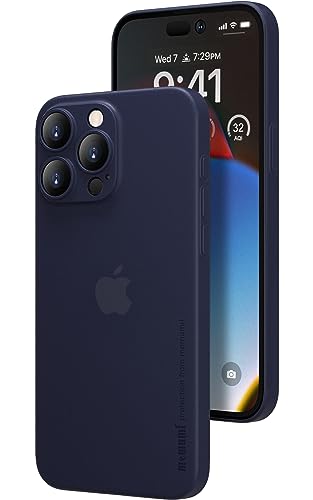 memumi Hülle kompatibel mit iPhone 15 Pro Max, 0.3 mm dick Slim Fit, Mattes Finish [Stoßfest, rutschfest, Kratzfest] Schutzhülle Extra Dünn Hardcase kompatibel mit iPhone 15 Pro Max -Trans-blau von memumi