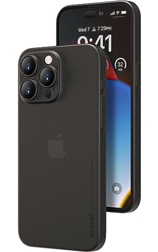memumi Hülle kompatibel mit iPhone 15 Pro Max, Mehrweg 0.3 mm dick Slim Fit, Mattes Finish [rutschfest, Kratzfest] Schutzhülle Extra Dünn Hardcase kompatibel mit iPhone 15 Pro Max -Trans-Schwarz von memumi