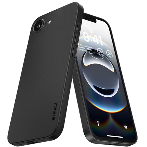 memumi Hülle kompatibel mit iPhone 16e, Mehrweg 0.3 mm dick Slim Fit, Mattes Finish [rutschfest, Kratzfest] Schutzhülle Extra Dünn Hardcase kompatibel mit iPhone 16e -Schwarz von memumi