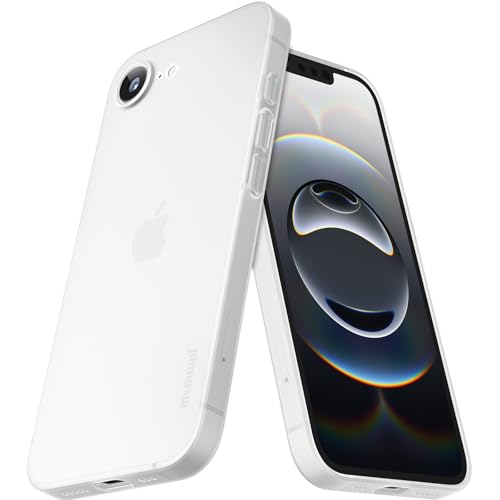 memumi Hülle kompatibel mit iPhone 16e, Mehrweg 0.3 mm dick Slim Fit, Mattes Finish [rutschfest, Kratzfest] Schutzhülle Extra Dünn Hardcase kompatibel mit iPhone 16e -Trans-Weiß von memumi