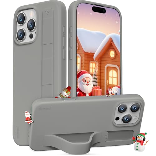 memumi Silikon Hülle für iPhone 16 Pro Max mit Ständer, Hochwertiges Liquid Silikon hülle mit Handyhalterung, Fingerhalterung Handyhülle für iPhone 16 Pro Max -Hellgrau memumi Silikon Hülle für iPhone 16 Pro Max mit Ständer, Hochwertiges Liquid Silikon hülle mit Handyhalterung, Fingerhalterung Handyhülle für iPhone 16 Pro Max -Hellgrau von memumi