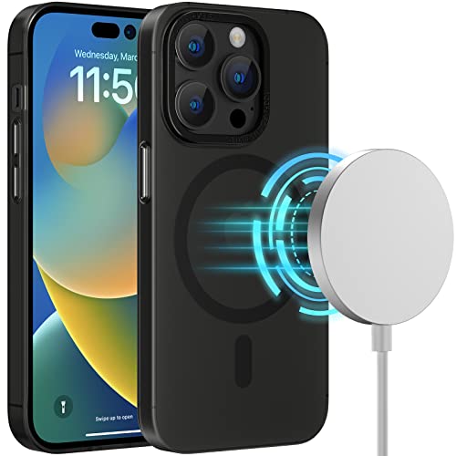 memumi Magnetische Hülle für iPhone 14 Pro, kompatibel mit MagSafe Handyhülle, Militärnorm Sturzschutz case, Hülle Kratzfeste Rückseite für iPhone 14 Pro von memumi