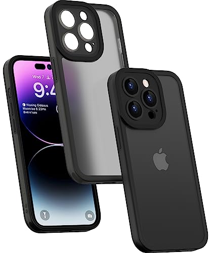 memumi Matt Transparent Hülle für iPhone 14 Pro, Liquid Silicone Case [0 Fingerabdruck] Präziser Ausschnitts, Stoßfestes Silikon Dünne Handyhülle für iPhone 14 Pro - Schwarz von memumi