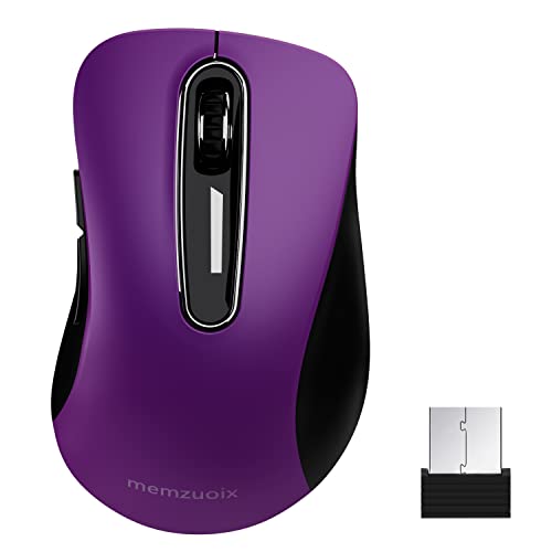 memzuoix 2.4G Wireless Mouse, 1200 DPI Mobile Optical Cordless Mouse with USB Receiver, Portable Computer Mice Wireless Mouse for Laptop, PC, Desktop, MacBook, 5 Buttons (Lila) von memzuoix