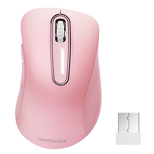 memzuoix 2.4G Wireless Mouse, 1200 DPI Mobile Optical Cordless Mouse with USB Receiver, Portable Computer Mice Wireless Mouse for Laptop, PC, Desktop, MacBook, 5 Buttons (Pink) von memzuoix