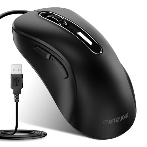 memzuoix Maus mit Kabel – Optische USB-Maus mit 1400 DPI, 5 Tasten, ergonomisches Design, 1,5 m Kabel – Für PC, Laptop, Mac – Schwarz memzuoix Maus mit Kabel – Optische USB-Maus mit 1400 DPI, 5 Tasten, ergonomisches Design, 1,5 m Kabel – Für PC, Laptop, Mac – Schwarz von memzuoix