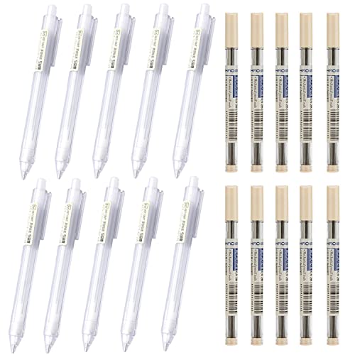 mengger 10Pcs Transparent Druckbleistift 0,7 mm 0,5mm mit 10 Box HB Bleimine Bleistifte Druckminenbleistifte Automatik Minenstift Set Fallbleistift Pencil Nachfüllungen für Kunstskizzen Schreiben von mengger