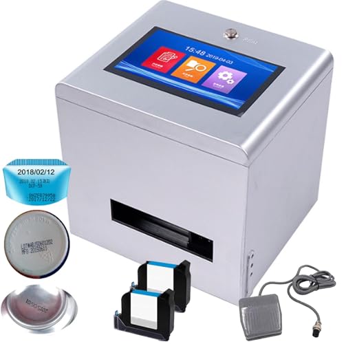 Tintenstrahl-CodiergeräT-7-Zoll-Touchscreen+2 StüCk 42Ml Original-Schnelltrocknungstintenpatronen|Intelligenter Stapeldrucker FüR Datum/Uhrzeit/Barcode/Qr-Code/Chargennummer/Etikett/Bild,Silver von menglanchang