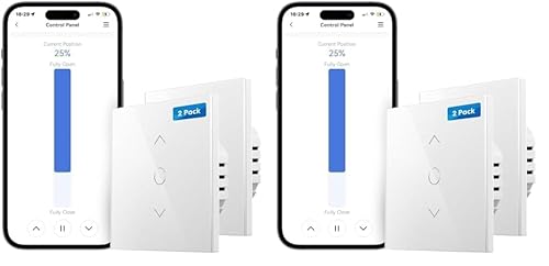 Alexa Rolladen Zeitschaltuhr, meross WLAN Rolladenschalter, Smart LED Jalousien Schalter benötigt Nullleiter, Prozentuale Steuerung, funktioniert mit Alexa und Google Assistant, 2pcs (Packung mit 2) von meross