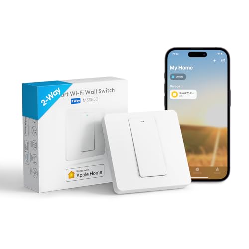 Homekit Wechselschalter, Meross Smart Schalter WLAN Wandschalter, 2 Weg benötigt Nullleiter, physische Taste Schalter, kompatibel mit Siri, Alexa, und Google Home, 2,4 GHz, Kein Hub erforderlich von meross