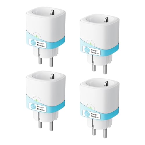 Meross Smart WLAN Steckdose mit Strommessung 16A, Zeitschaltuhr Steckdose mit Sprachsteuerung, Fernzugriff, Smart Home WiFi Steckdose kompatibel mit Alexa, Google Home, SmartThings, 4er von meross