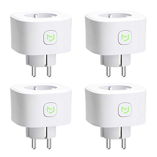 Meross WLAN Alexa Steckdose, Stromzähler für Steckdose mit Energieüberwachung, Smart Steckdose mit Zeitschaltuhr kompatibel mit Alexa und Google Home, Sprach- und Fernbedienung, 16A 3840W, 4 Stück von meross
