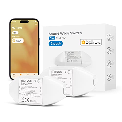Meross WLAN Schalter funktioniert mit Apple HomeKit, Smart Switch Fernbedienung mit Sprachsteuerung mit Siri Alexa, Google Assistant, SmartThings, DIY Smart für elektrische Haushaltsgeräte von meross