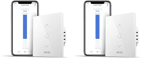 Meross WiFi Rollladenschalter (NEUTRALKABEL ERFORDERLICH), Fenstervorhang-Touchschalter kompatibel mit Alexa, Google Home und SmartThing [Energieklasse A+++] (Packung mit 2) von meross