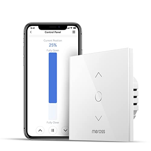 Meross WiFi Rollladenschalter (NEUTRALKABEL ERFORDERLICH), Fenstervorhang-Touchschalter kompatibel mit Alexa, Google Home und SmartThing [Energieklasse A+++] von meross