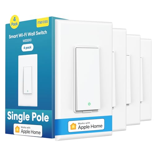 meross Smart Light Switch 4 Pack Unterstützt Apple HomeKit, Siri, Alexa, Google Assistant & SmartThings, einpoliger Lichtschalter, neutrales Kabel erforderlich, Fernbedienungsprogramm, Wi-Fi 2.4GHz meross Smart Light Switch 4 Pack Unterstützt Apple HomeKit, Siri, Alexa, Google Assistant & SmartThings, einpoliger Lichtschalter, neutrales Kabel erforderlich, Fernbedienungsprogramm, Wi-Fi 2.4GHz von meross