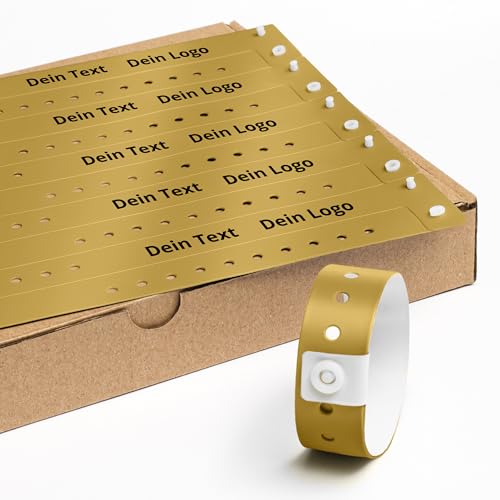 Einlassbänder aus Vinyl Individuell Bedruckte 19 x 255 mm mit Personalisierten Text/Logo - 500 Stück Party Eintrittsbänder - Wasserdicht Festival Armbänder - Club Bänder von messimo