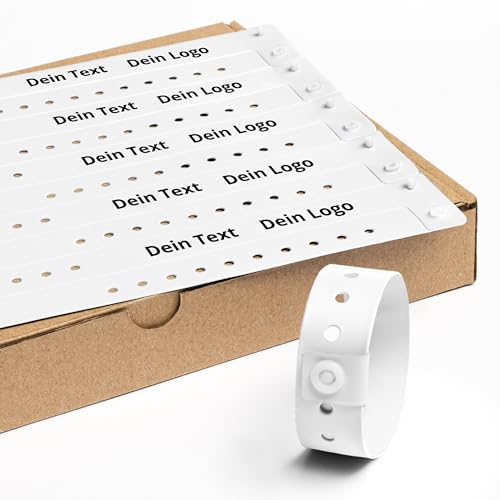 Einlassbänder aus Vinyl Individuell Bedruckte 19 x 255 mm mit Personalisierten Text/Logo - 500 Stück Party Eintrittsbänder - Wasserdicht Festival Armbänder - Club Bänder von messimo