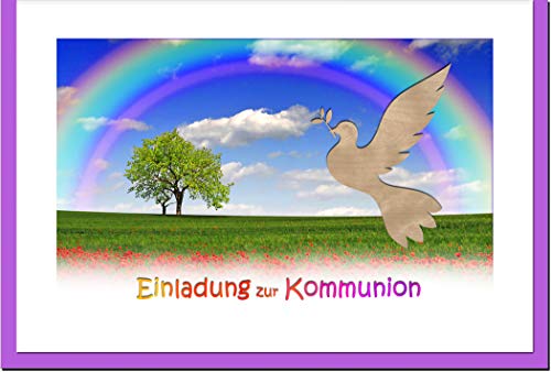 metALUm Einladungskarten KOMMUNION | Regenbogen | 10 Karten | 1601016 von metALUm