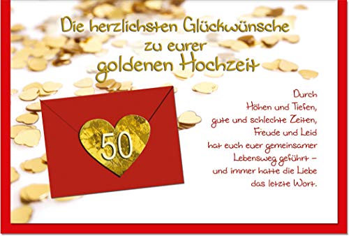 metALUm Karte zur Goldhochzeit GOLDENE HERZEN | 1009001S von metALUm