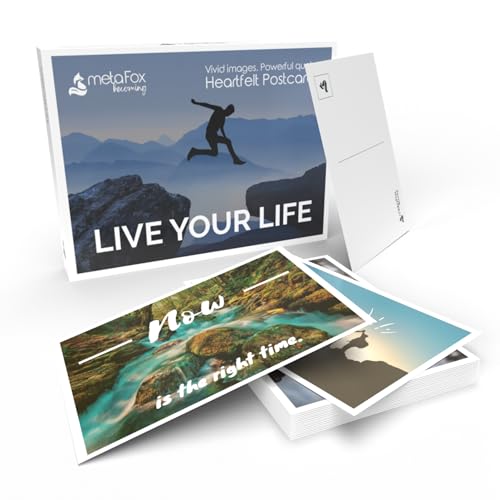metaFox "Live Your Life Inspirational Quote Cards - 20 Motivational Postcards for Encouragement, Self-Reflection & Therapy | A6 Size, Colorful, Durable | Perfect for Journaling & Personal Growth metaFox "Live Your Life Inspirational Quote Cards - 20 Motivational Postcards for Encouragement, Self-Reflection & Therapy | A6 Size, Colorful, Durable | Perfect for Journaling & Personal Growth von metaFox