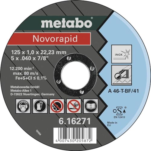 Metabo Novorapid Trennscheibe 125 x 1,0 x 22,23 Inox, TF 41 – 616271000 – Für die Metallbearbeitung – 25 Stück von metabo
