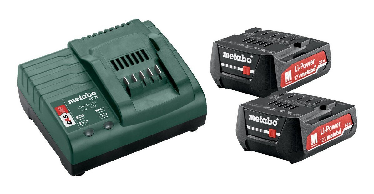 metabo Akku Starter-Set, Basis Akkuset 12V Li-Ion 2 x 2 Ah metabo Akku Starter-Set, Basis Akkuset 12V Li-Ion 2 x 2 Ah von metabo