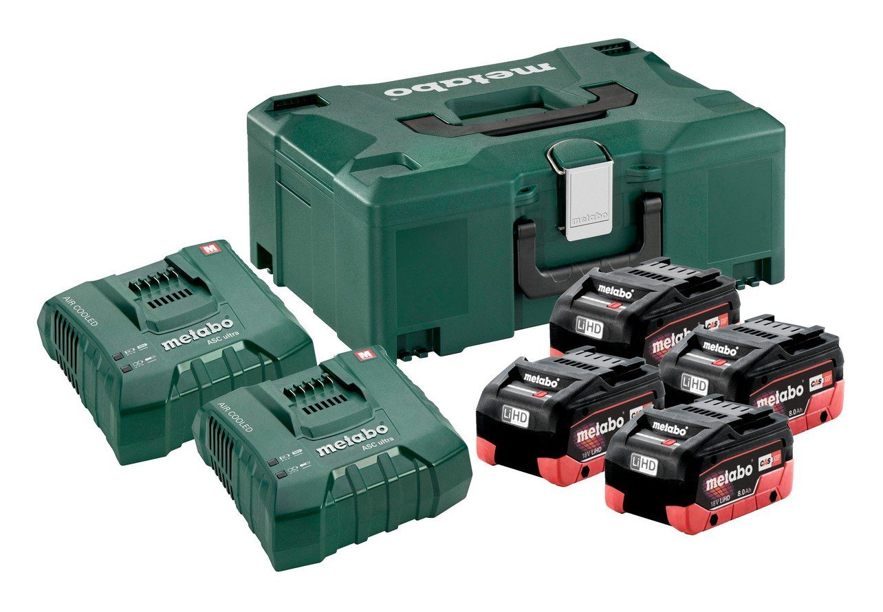 metabo Akku Starter-Set, Basis Akkuset 4 x 8 Ah LiHD u. 2x Schnellladegerät ASC Ultra im metabo Akku Starter-Set, Basis Akkuset 4 x 8 Ah LiHD u. 2x Schnellladegerät ASC Ultra im von metabo
