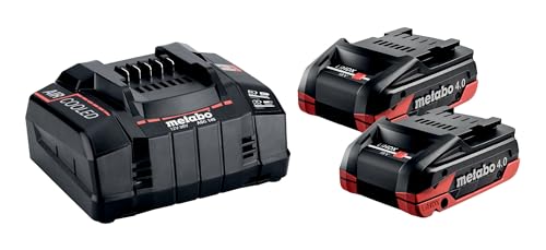 metabo Basis-Set - 2 x LiHDX 4.0 Ah Akkus, Schnellladegerät ASC 145 - Leistungsstark, langlebig, 18 V Akku-Technologie - ideal für Profis von metabo