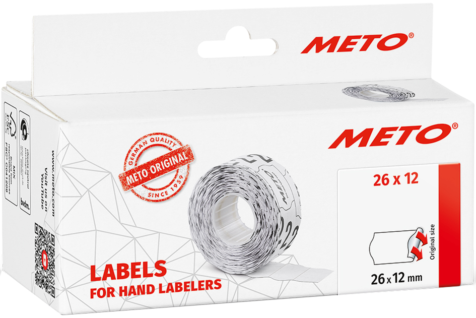 METO Etiketten für Preisauszeichner, 26 x 12 mm, weiß von meto