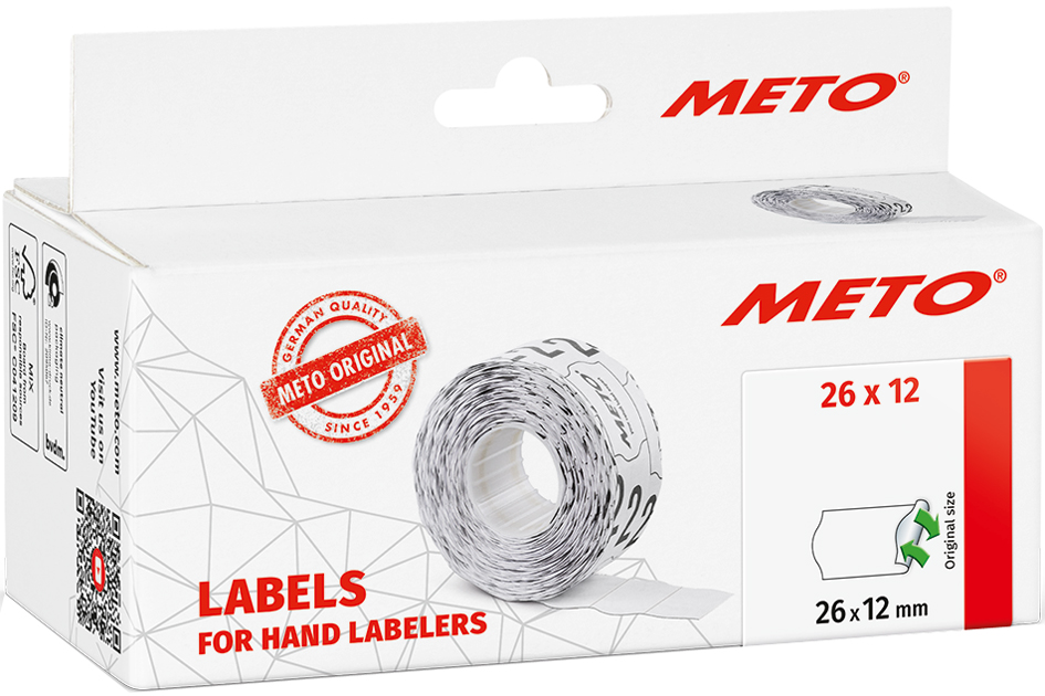 METO Etiketten für Preisauszeichner, 26 x 12 mm, weiß von meto