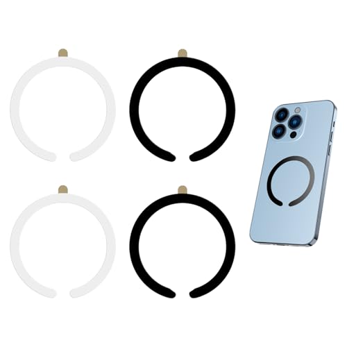 4 Stück Magnet Aufkleber, Kompatibel Mit Magsafe für Kabelloses Laden, Universal-Metallringe für Smartphone-Hüllen, Hitzebeständig Einfache Installation, Schwarz & Weiß von meukcez