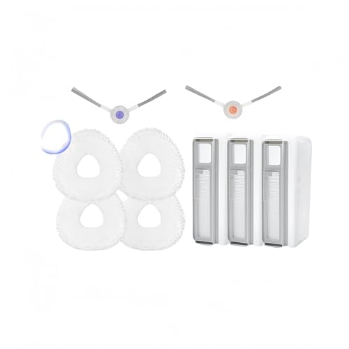 Kehrroboter Verbrauchsmaterial-Set | 2 Seitenbürsten, 3 Staubfangbeutel Basisstation, 4 Wischmopps, Walzenbürste | Kompatibel mit NARWAL, J4, J5, J5X /R10 und weiteren Modellen(001 accessory set) von mhddhd