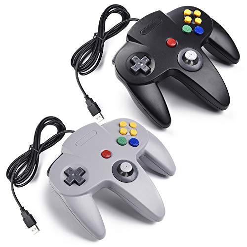 miadore 2x USB N64 Bit 64 Controller Joystick GamePad für Windows PC Mac Raspberry pi3 Retro pie (Grau/Schwarz) von miadore