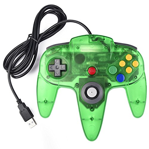 miadore Retro 64 N64 USB Controller Joystick Gamepad für Windows Mac PC Raspberry pi3 (Clear Green) von miadore