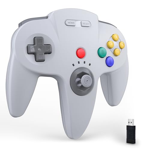 miadore Wireless Switch N64 Controller, 2,4 GHz mit USB-Empfänger, kompatibel mit Windows PC/MAC iOS/Raspberry Pi/Switch Online (grau) von miadore