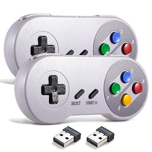 miadore Wireless USB Controller für SNES Emulator, 2 Pack 2.4G USB Gamepad Joystick SNES Game Controller für Windows PC Mac und Retropie von miadore