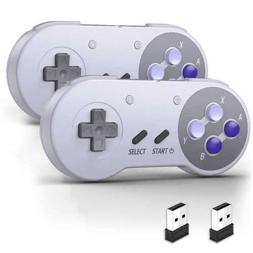 miadore Wireless USB SNES Controller für Windows PC/Laptop/OS MAC/Raspberry PI/Switch/Swith Online (2-Pack, lila) von miadore