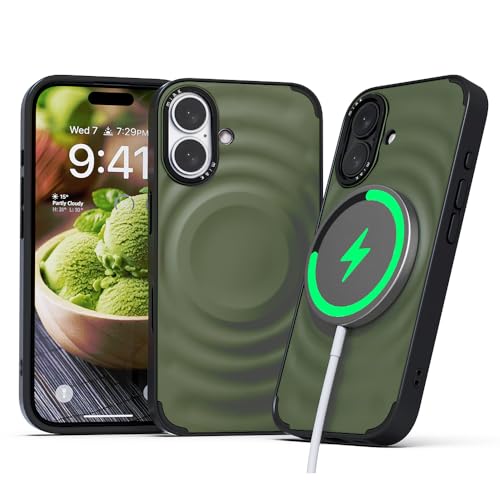 miak Magnetische Schutzhülle für iPhone 16, Schaufel [leicht, schützend] für iPhone 16 15,5 cm (6,1 Zoll), Grüner Tee von miak