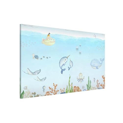 Magnettafel Pinnwand für Magnete Strand Meer Natur Magnetboard - Magnetwand Made in Germany - Boot Aquarell Notiztafel blau Küche Flur Büro Visionboard WBMT_7372 (60x40cm) von micasia