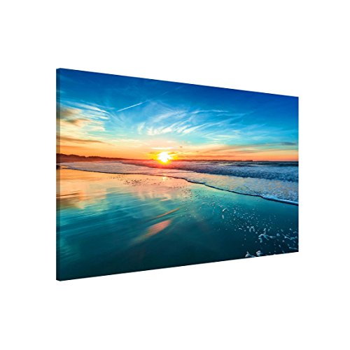 Magnettafel Pinnwand für Magnete Strand Meer Natur Magnetboard - Magnetwand Made in Germany - Kunstkopie Modern Notiztafel türkis Küche Flur Büro Visionboard WBMT_2375 (78x37cm) von micasia