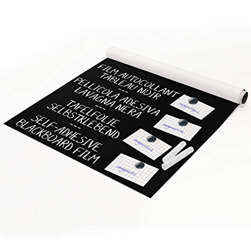 micasia Magnetische Tafelfolie selbstklebend magnetisches Memoboard - Wandtafel abwischbar - Kinder Modern beschreibbar zuschneidbar schwarz Büro Küche Flur Kinderzimmer Magnetfolie 1003 (100x200cm) von micasia