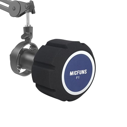 Micfuns F1 Mikrofon-Windschutzscheiben-Pop-Filter,Seitlicher Ausschnitt 45-60-mm Abgehängte Mikrofone SM7B, schallabsorbierender Schaumstoff, der Lärm und Reflexionen reduziert von micfuns