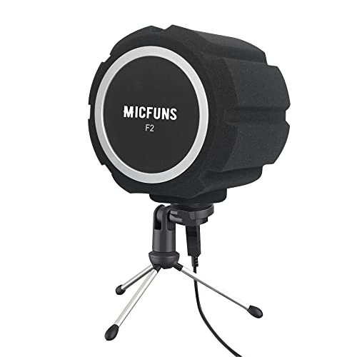 Micfuns Professioneller Mikrofon Windschutzscheiben Pop Filter, Akustikfilter für 45-60cm Aufnahmestudio-Mikrofone, schallabsorbierender Schaumstoff, der Lärm und Reflexionen reduziert (Schwarz0) von micfuns