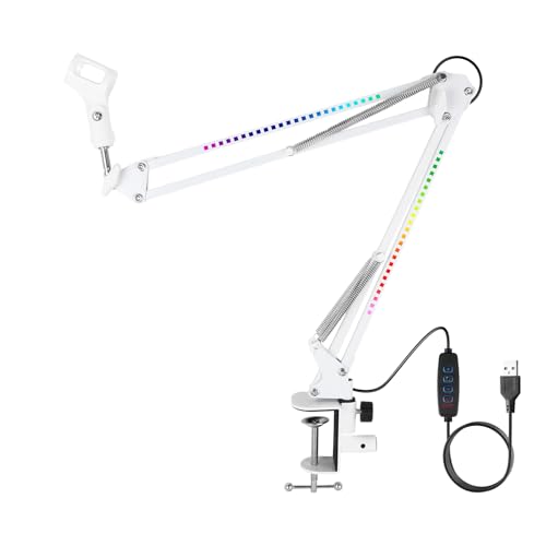 Micfuns R35 Verstellbarer Mikrofonständer Professioneller Mikrofonhalter mit Spinne und Adapter für Studioprogrammaufnahmen Rundfunk TV-Sender Kompatibel mit Blue Yeti Mikrofon (weiß) von micfuns