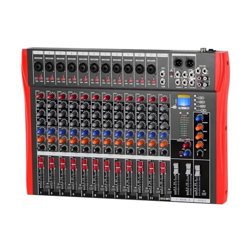 Micfuns studio Live Mischpult 12 Kanal DJ Professionelle Stereo Sound Mischkonsole Bluetooth USB Aufnahme Computer Wiedergabe Phantomspeisung USB Digital Audio Mixer Verstärker von micfuns