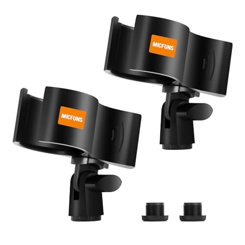 Mikrofonclip Verbesserter Mikrofon Halterung Verstellbarer Mikrofonhalter mit 5/8 Zoll auf 3/8 Zoll Schraubenadapter Mic mit Außendurchmessern Zwischen 32 mm und 60 mm（2 pack） (2) von micfuns