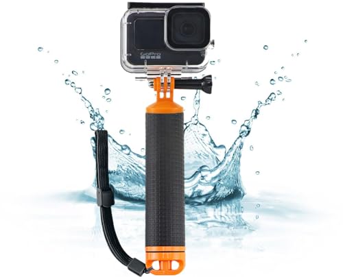 micros2u Wasserdichter, schwimmender Handgriff (Floaty) zum Tauchen. Handgriff ist kompatibel mit Gopro Hero 10, 9, 8, 7, 6, 5, 4, 3, 2 Session + Max, DJI Osmo Action Kameras von micros2u