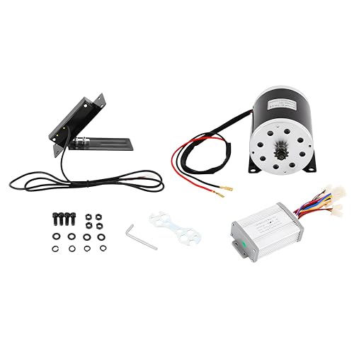 Permanentmagnet Motor Generator 800W Bürstenmotor Beide Richtungen Drehbar Nenndrehzahl 2750RPM mit Controller und Metallfußpedal, Permanent Motor für Karts, Motorroller, E-Bikes von miihgnos